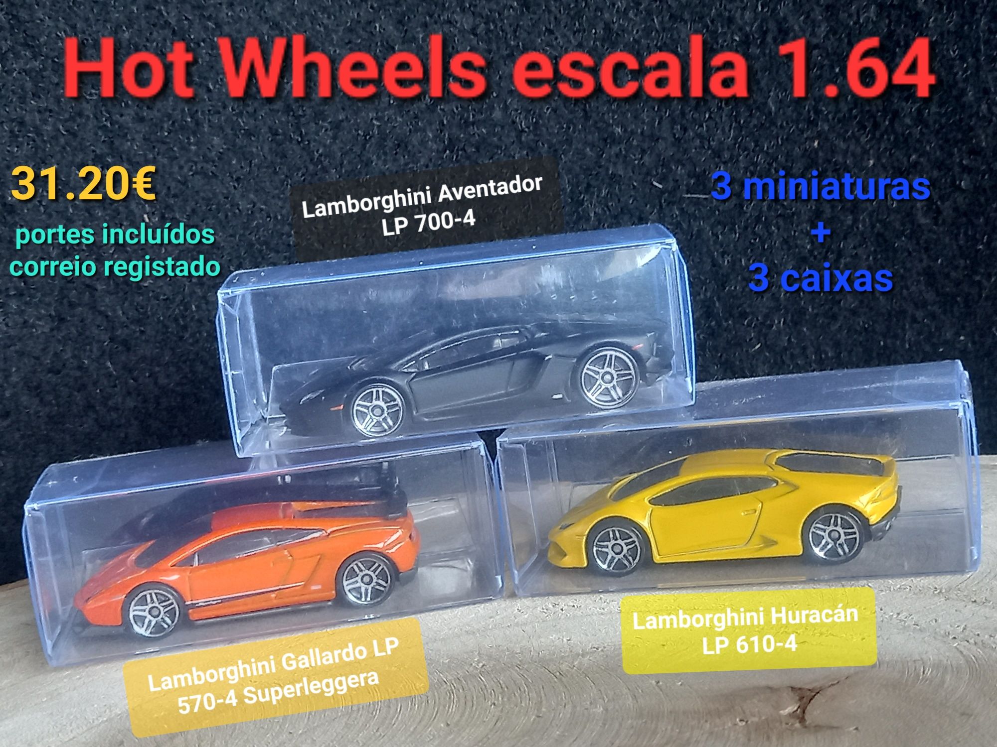 Conjunto de 3 lamborghini's antigos + 3 caixas