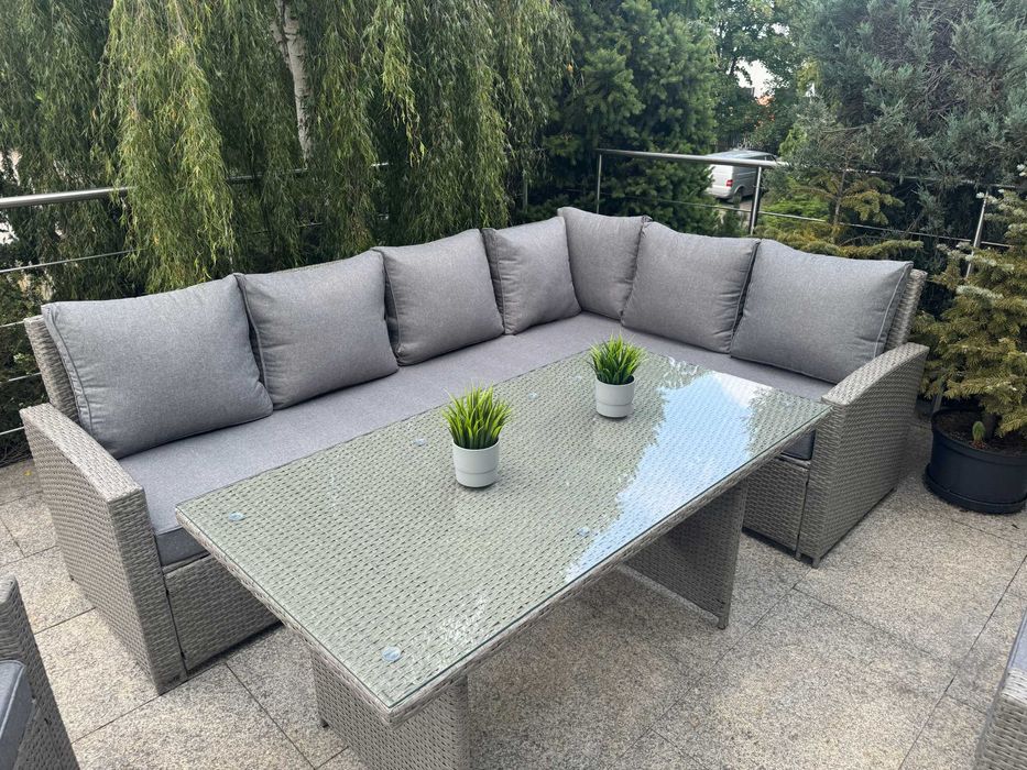 Narożnik Tarasowy Technorattanowy Zestaw Ogrodowy z Fotelami 2 KOLORY