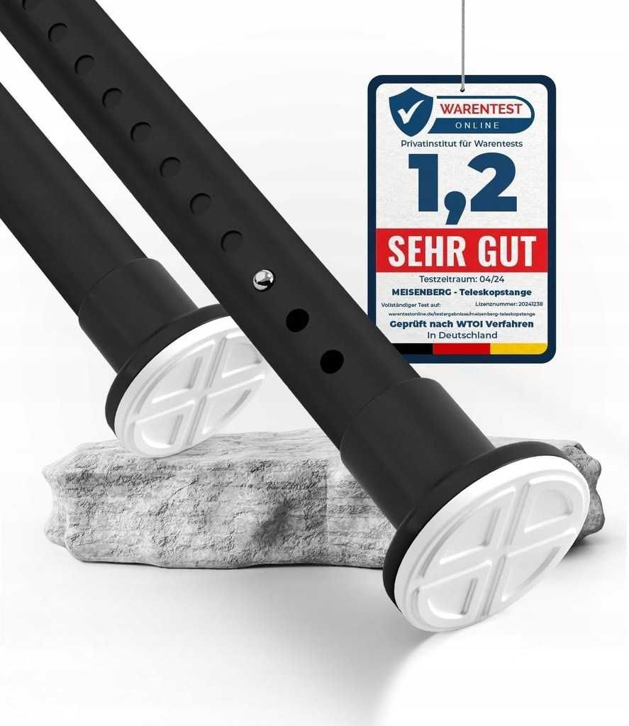 MEISENBERG Karnisz Bez Wiercenia, 360-410 cm, Ø 32 mm, Matowy Czarny