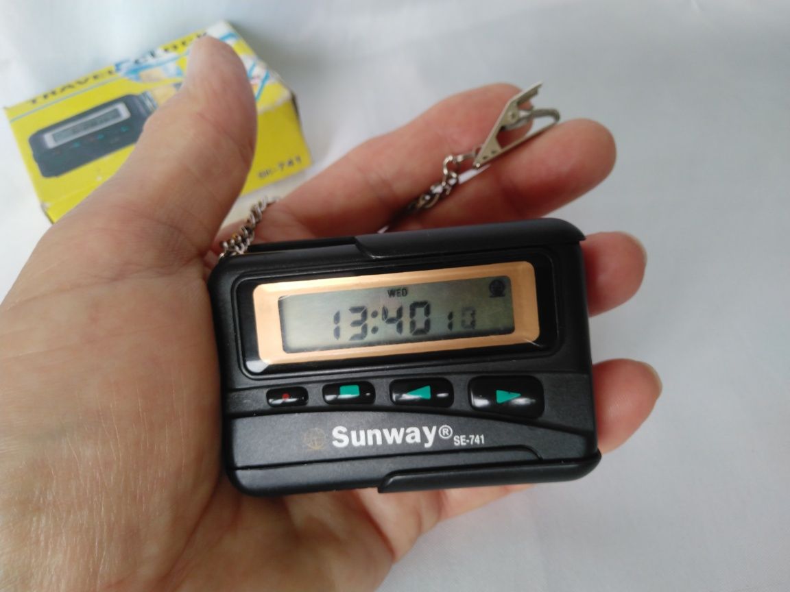 Дорожные часы Sunway 741 секундомер, будильник, карманные на цепочке,