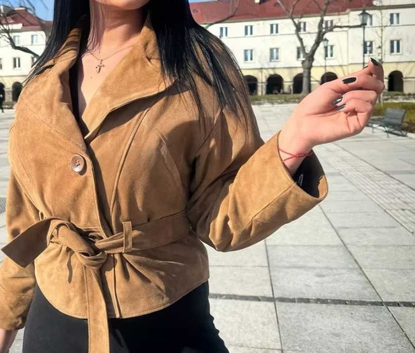 Kurtka stylowa skórzana zamsz ramoneska new collection
