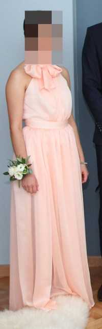 Sukienka różowa długa wesele ślub poprawiny