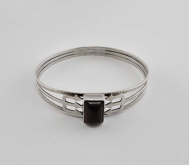 Srebrna bransoleta autorska ORNO próby 2 z bursztynem - Rzadkość