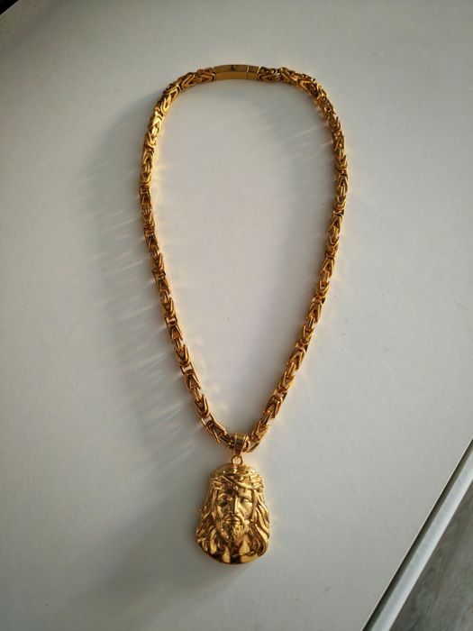 Łańcuszek Królewski Zawieszka Jezus Pozłacany 55cm 6mm