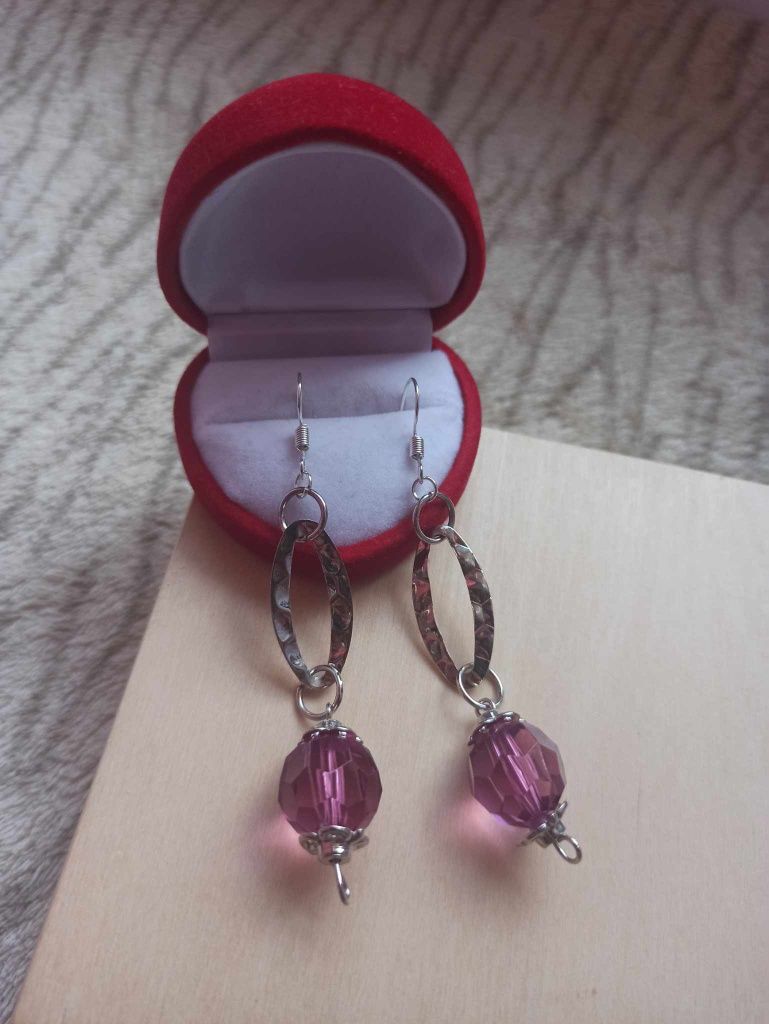 Duże kolczyki owalne fioletowe kolczyki purple earrings