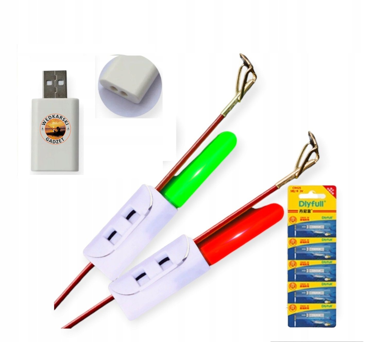 2x Świetlik Elektroniczny Dwa kolory 6,4 cm + Ładowarka + 5 baterii