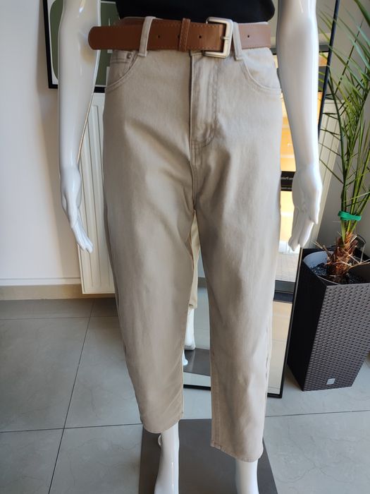 Jeansowe spodnie Balloon fit - miętowa beż XS M.Sara