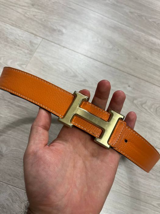 Кожаный двусторонний ремень Hermes