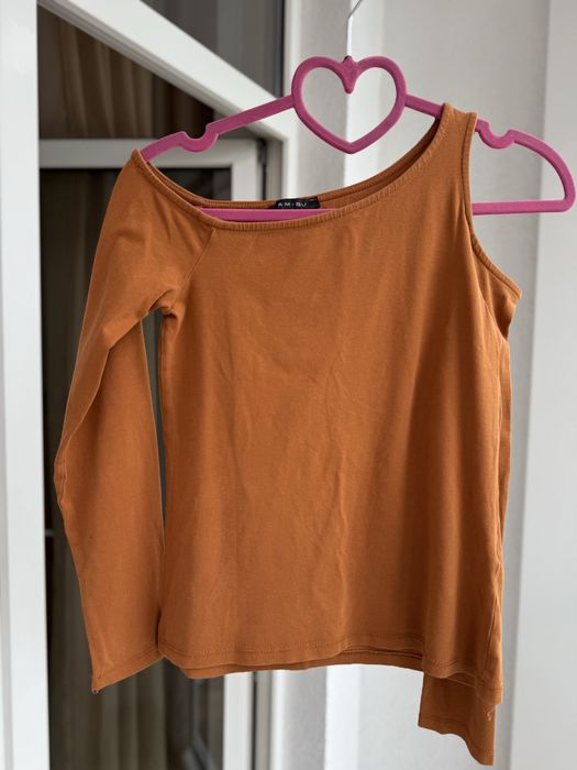 Оранжевая коричневая рыжая блузка хлопковая размер s