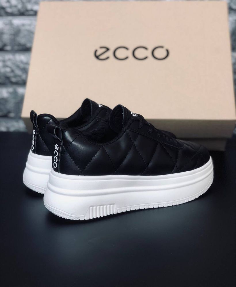 Кроссовки ecco кожаные кросовки екко черно белые на платформе 6 см