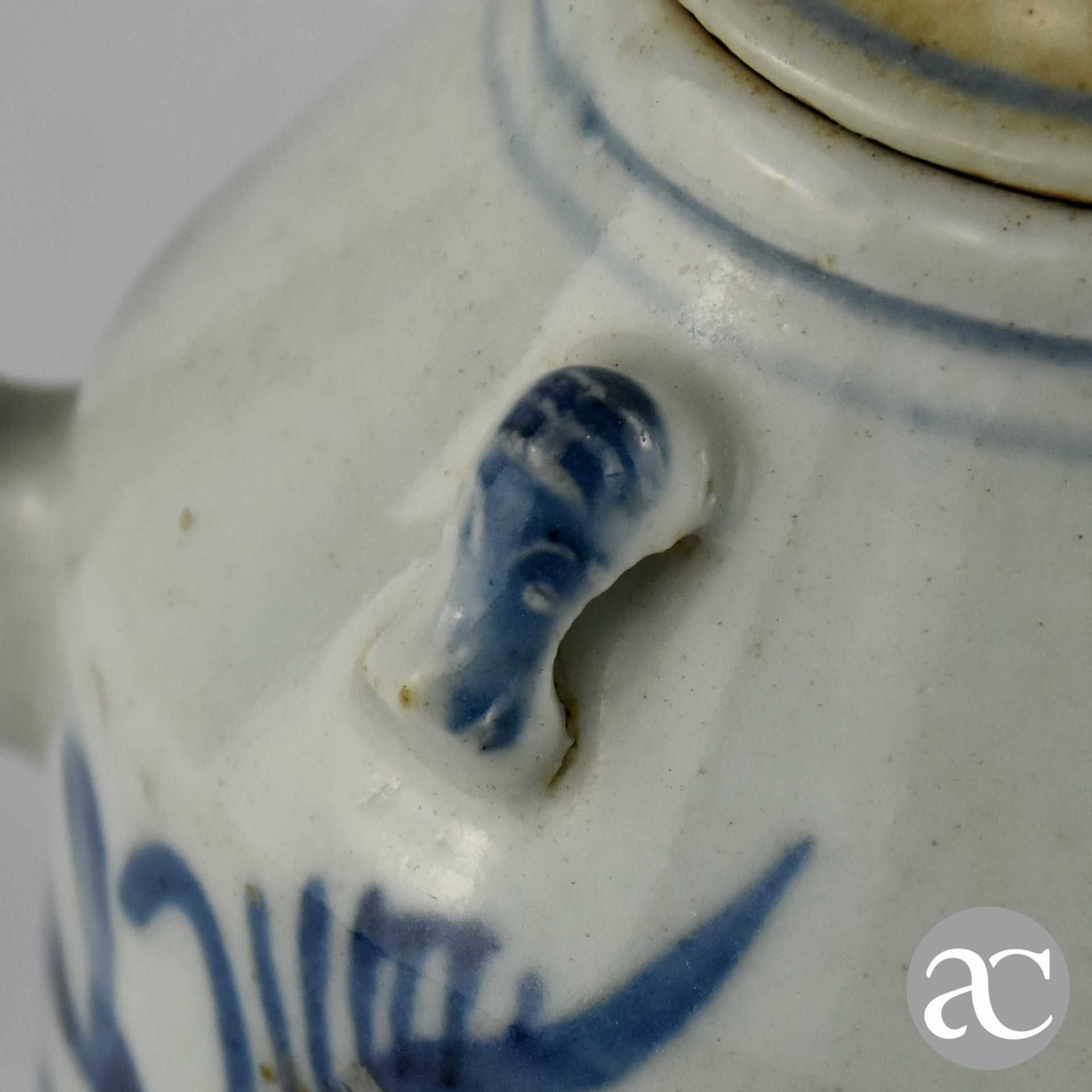 Bule porcelana da China, Azul e Branco, séc. XVIII