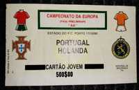 Bilhete jogo futebol Portugal vs Holanda, Estádio Antas 17 Out 1990