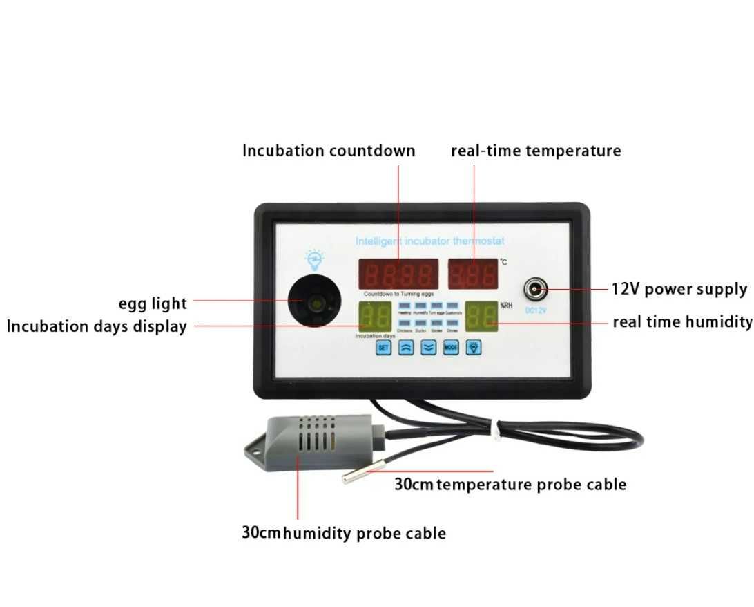 Controlador Chocadeira inteligente, Termóstato Higróstato Viragem ovos