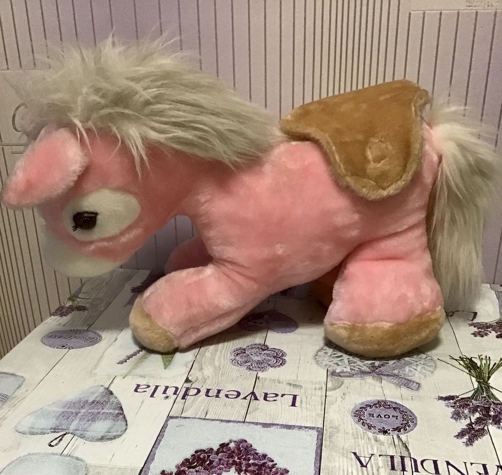 Коник рожевий великий поні мяка іграшка лошадка