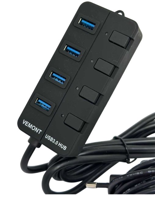 Vemont Rozdzielacz portów 4x USB 3.0 HUB Czarny 5 V/3 A 14D308 kod 283