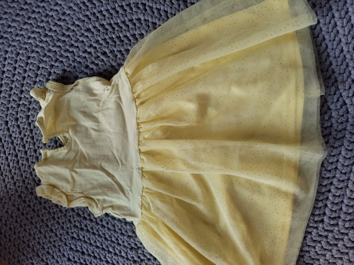 Sukienka żółta z tiulem cekiny myszka minnie 92disney baby