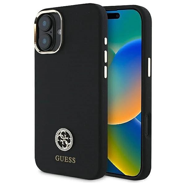 Guess GUHCP16SM4DGPK iPhone 16/6.1" czarny/black hardcase Silicone Log