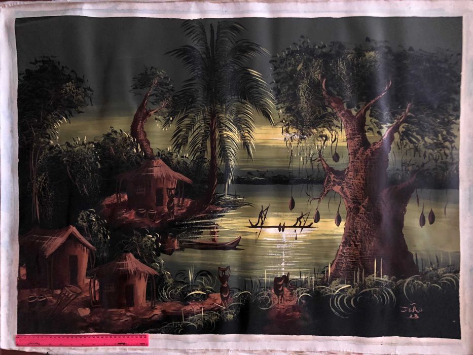 Tela paisagem Angola - pintura a óleo assinada (2003)