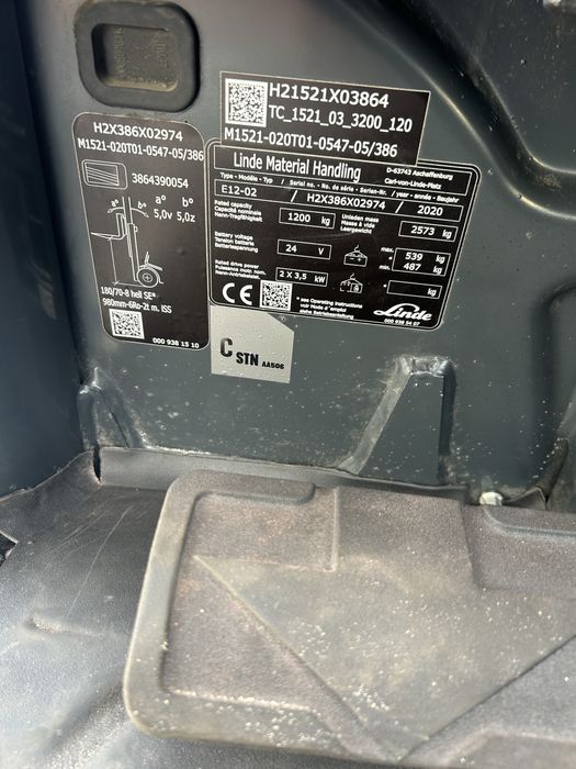 Linde E12 386 triplex 4.65m 2020 r. E14 wózek widłowy