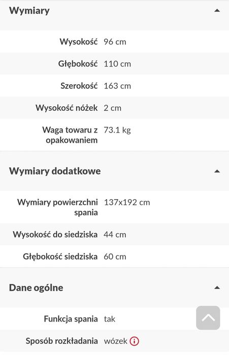 NOWA Sofa rozkładana do przodu szara Dalia z Agata meble