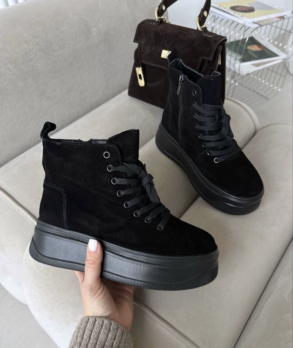 Женские зимние замшевые ботинки