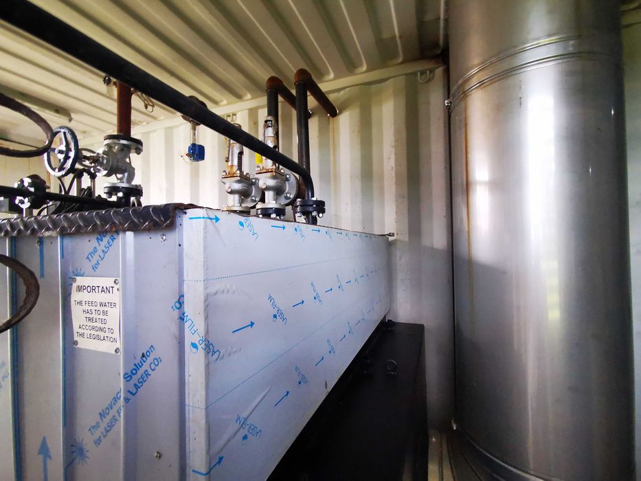 Kocioł parowy Nowy kotłownia kontenerowa 1.000 kg/h 12 Bar.