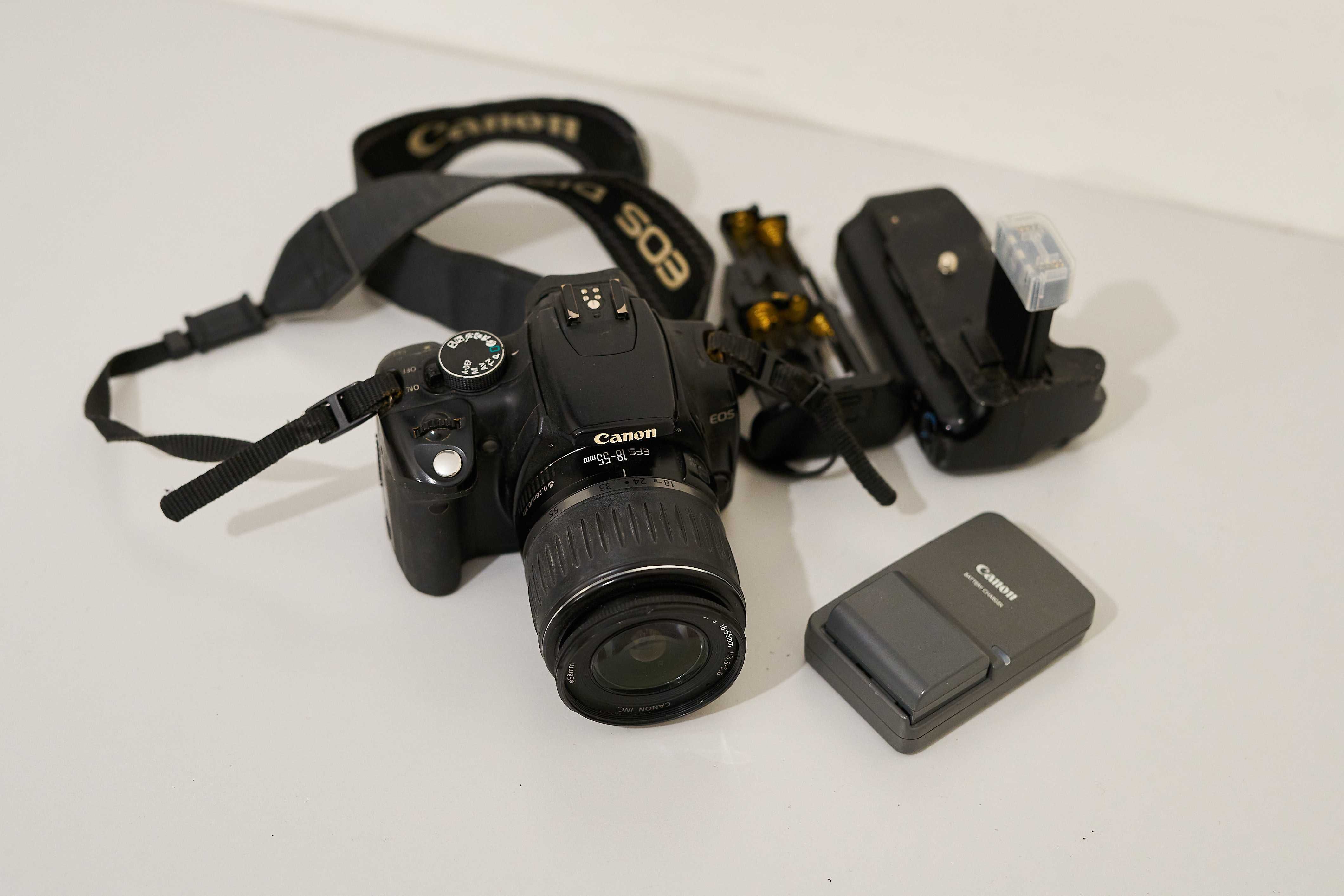 Lustrzanka Canon EOS 350D + obiektyw + GRIP BG-E3