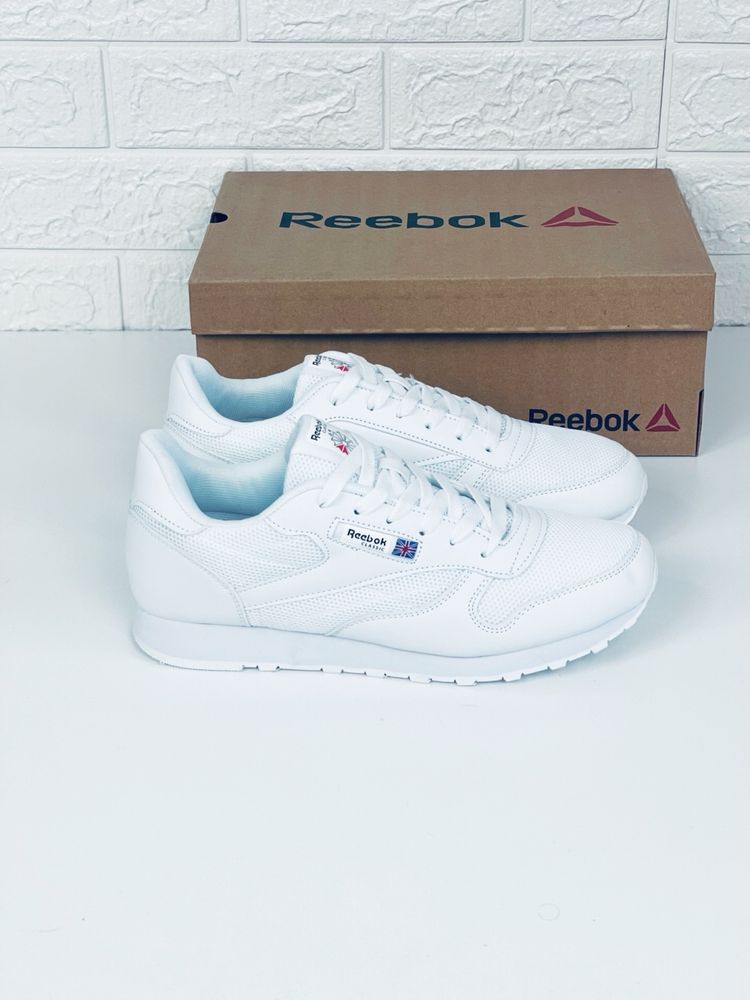 Reebok classic leather white кроссовки мужские кожаные Рибок классик