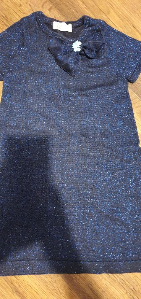 Sukienka h&m grantowa brokatowa nitka dla dziewczynki 110 116 święta
