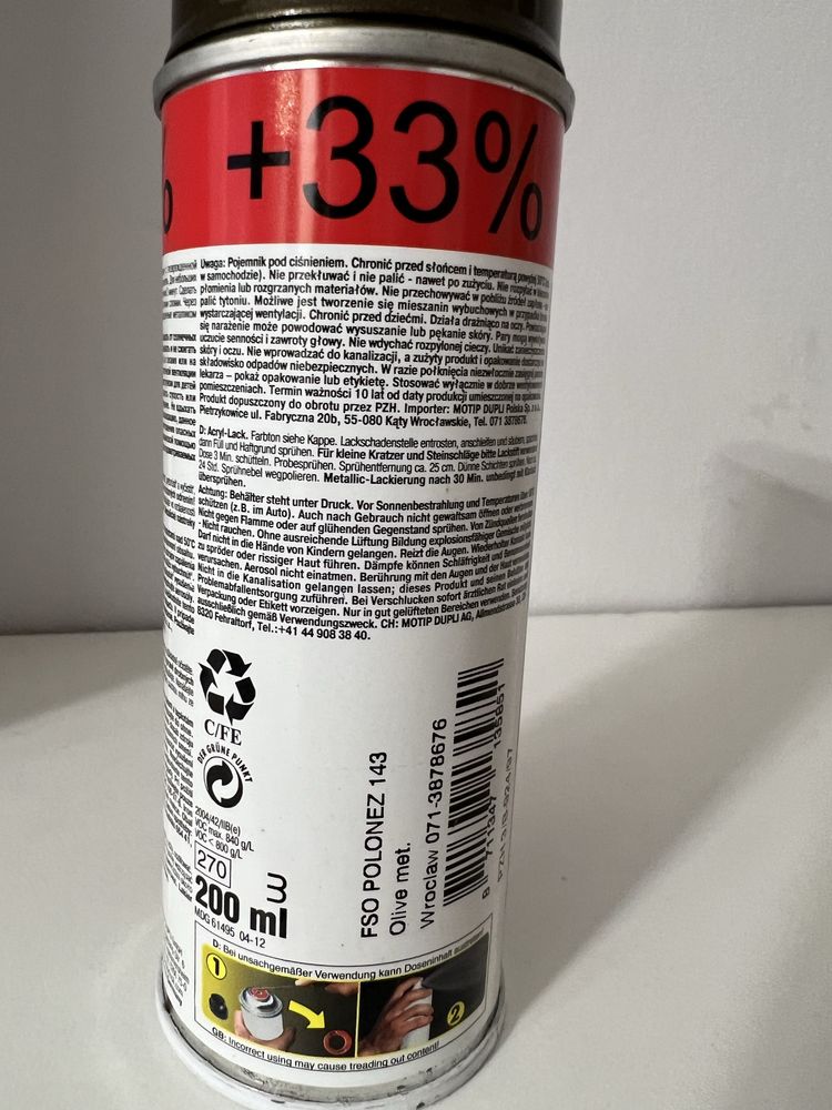 Okazja! farba w sprayu Motip kolor ciemny złoty