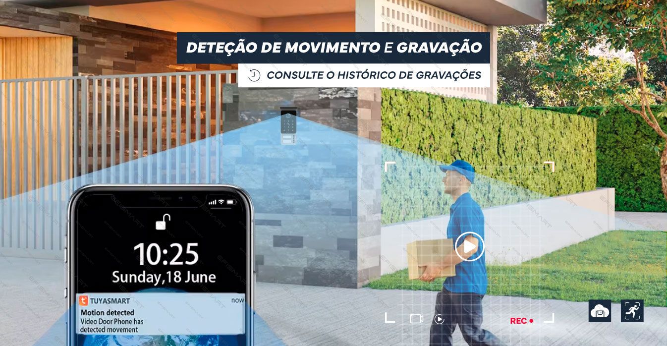 Vídeo Porteiro Monitor 7" WIFI |P. Ext. Teclado|Impr. Digital Efismart