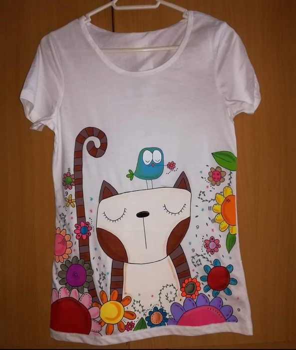 T shirt gato , artesanato