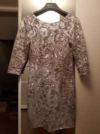 Srebrna cekinowa sukienka M 38