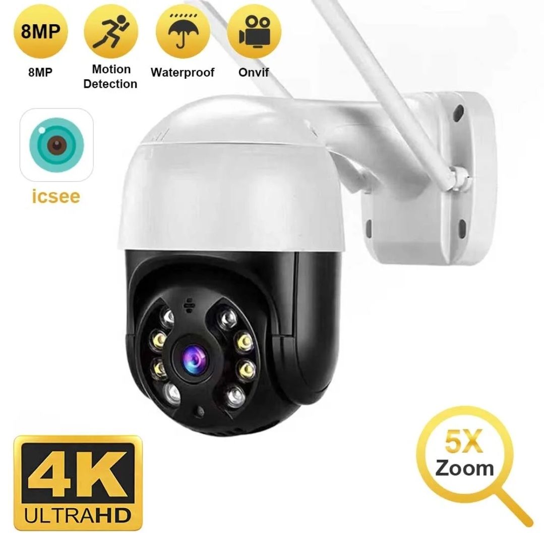 Kamera zewnętrzna wewnętrzna Wifi Smart Jakość 4K Nowa. 4x zoom cyfrow