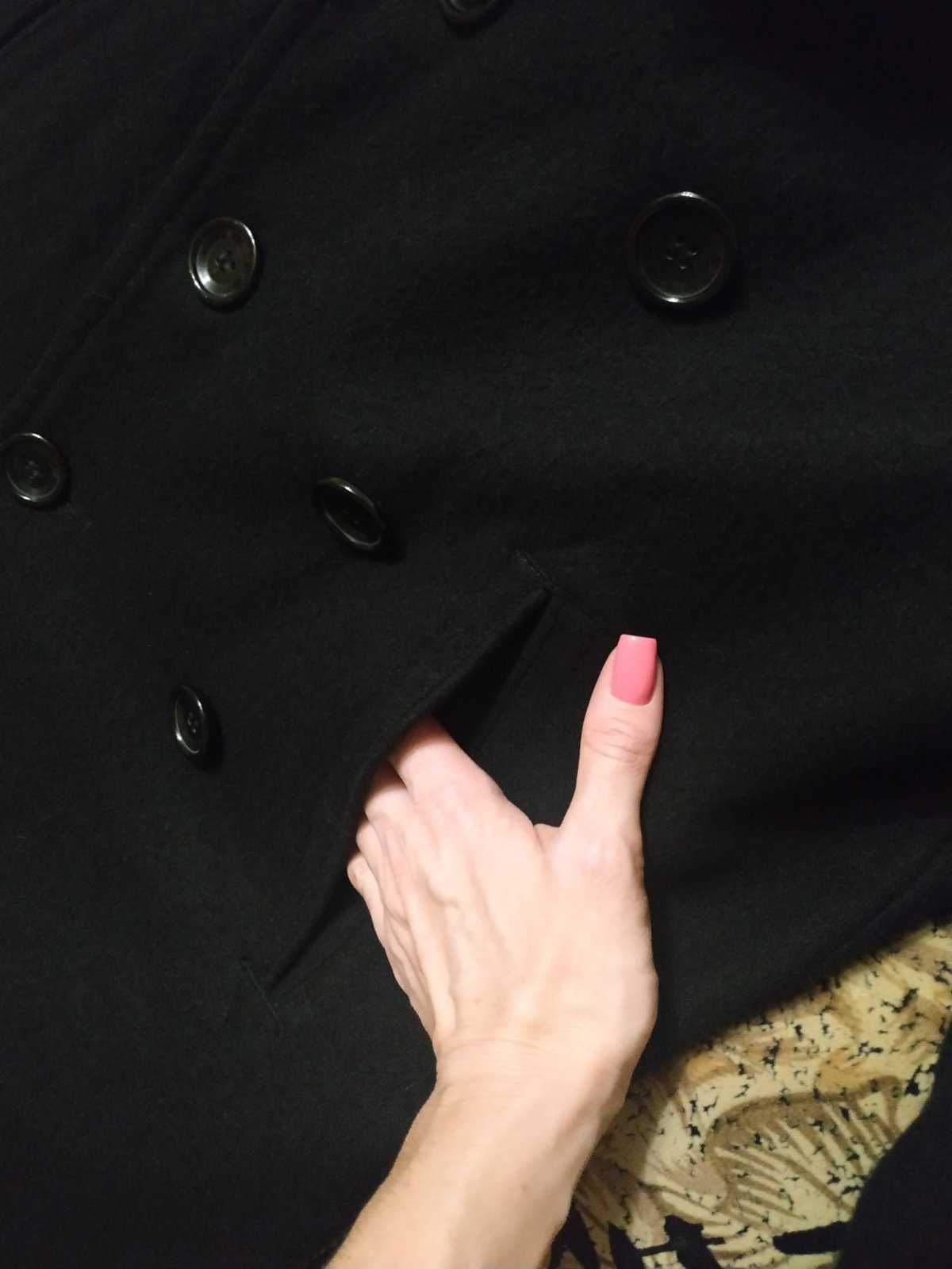 Черное кашемировое пальто на подростка, размер М