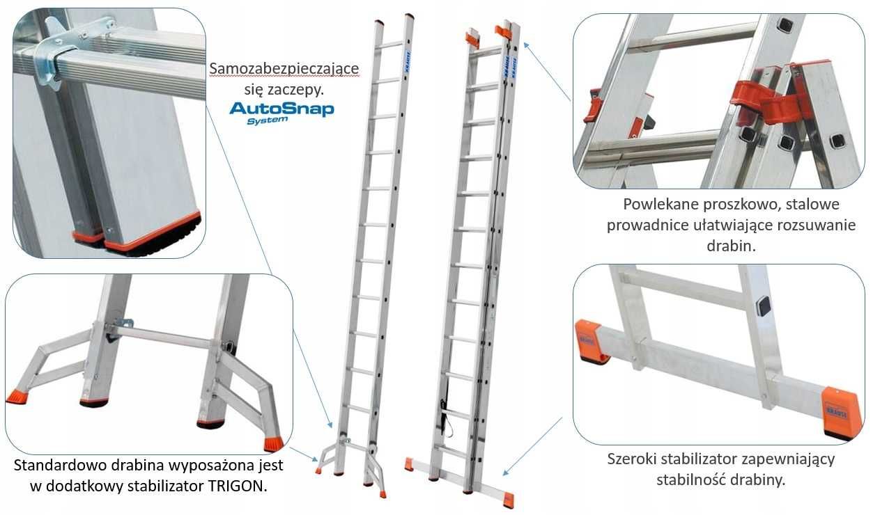 Drabina aluminiowa 9,30m KRAUSE TRIBILO MONTO 3x12
