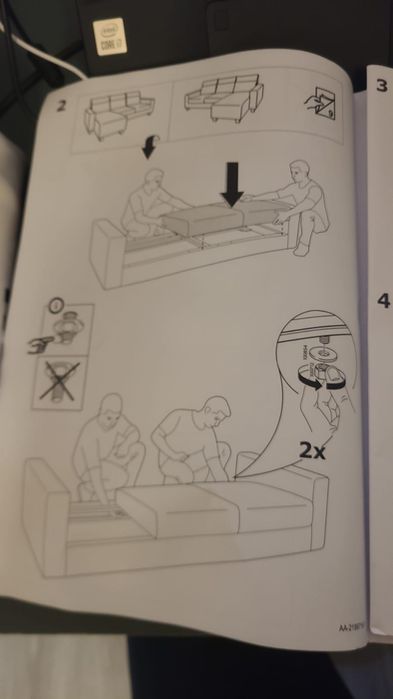 Sofá chaise long com dois apoios