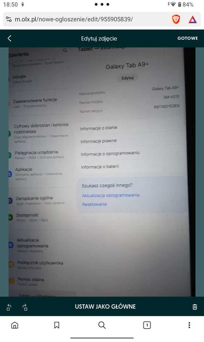 EXTRA tablet Samsung A9+lub A9+ 5G. Pamięć 8/128 gb. Gwarancja prod.