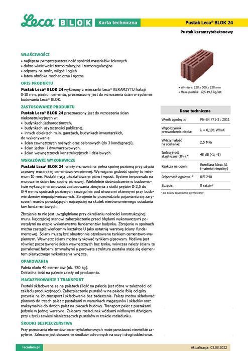 Pustak LECA 24 - Wienerberger - Solbet - Stengel - Poroterm