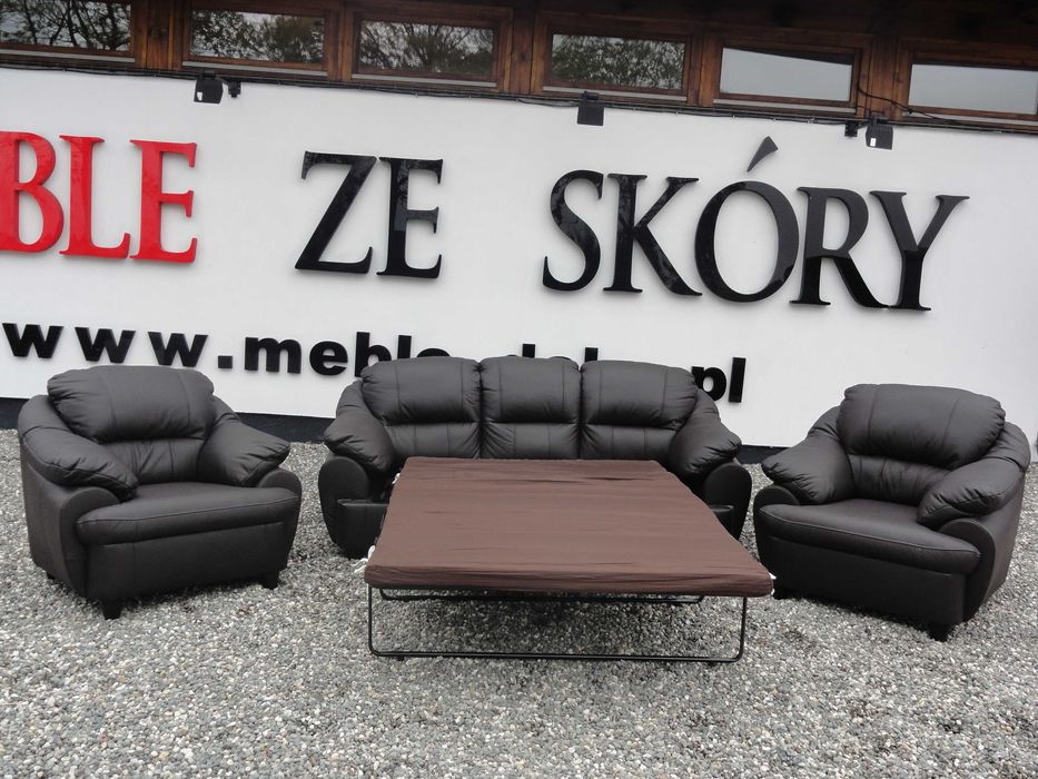 Tajfun - komplet wypoczynkowy, skóra naturalna 100% układ 3+1+1