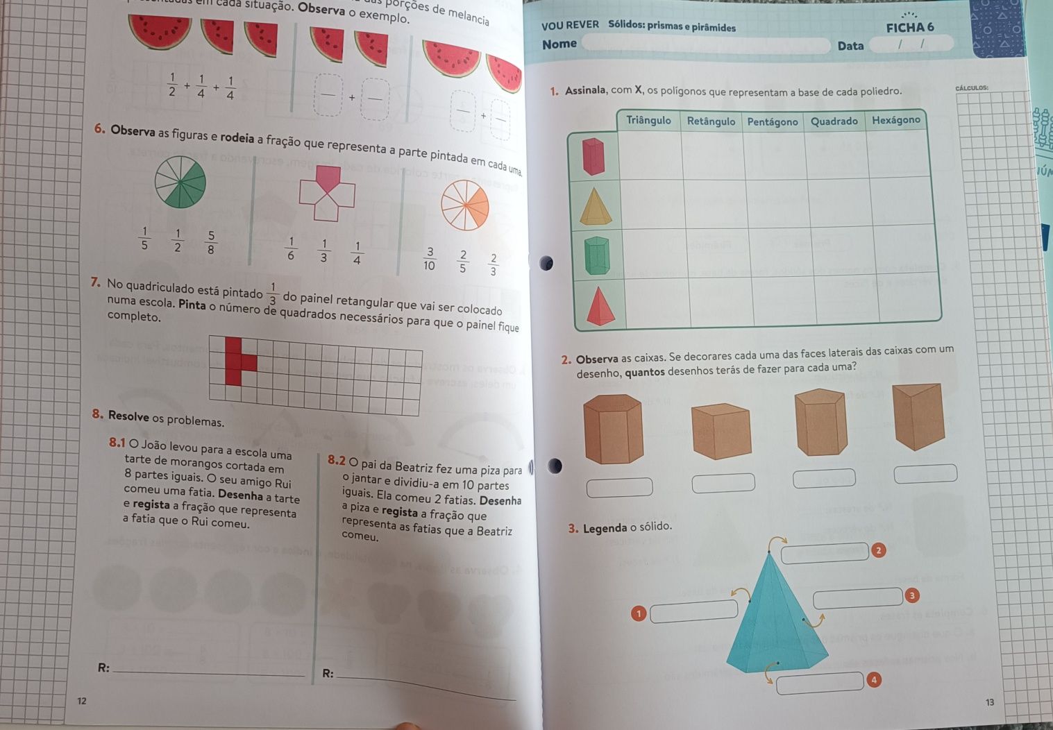 Livro de fichas de matemática 4°ano