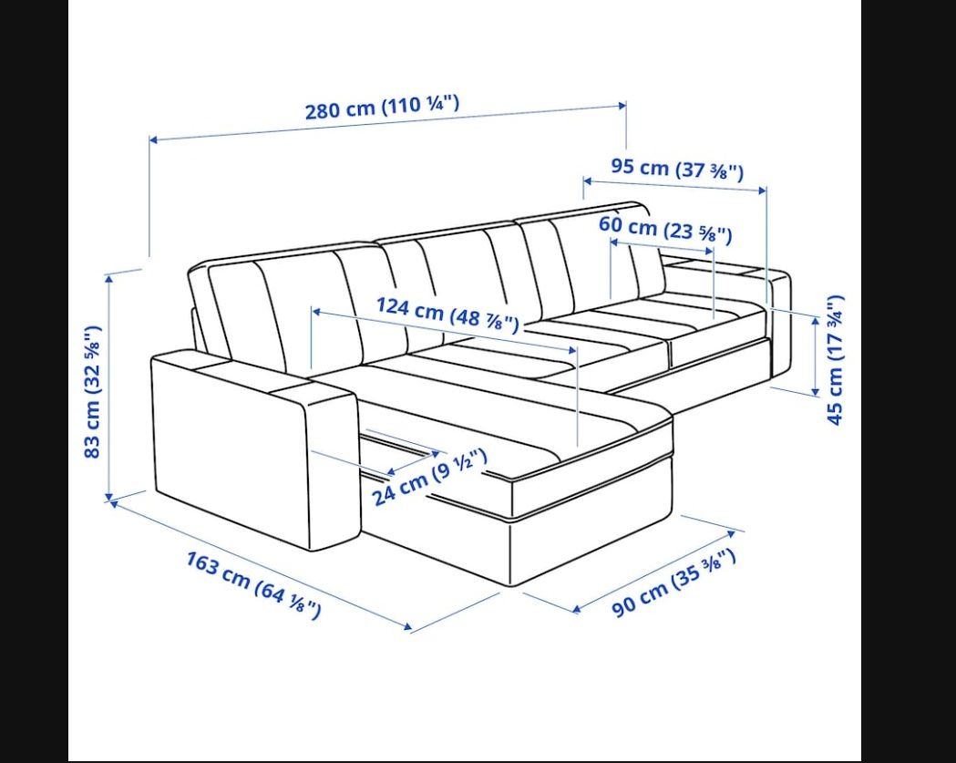 Sofá kivik IKEA 3 lugares com chaise long