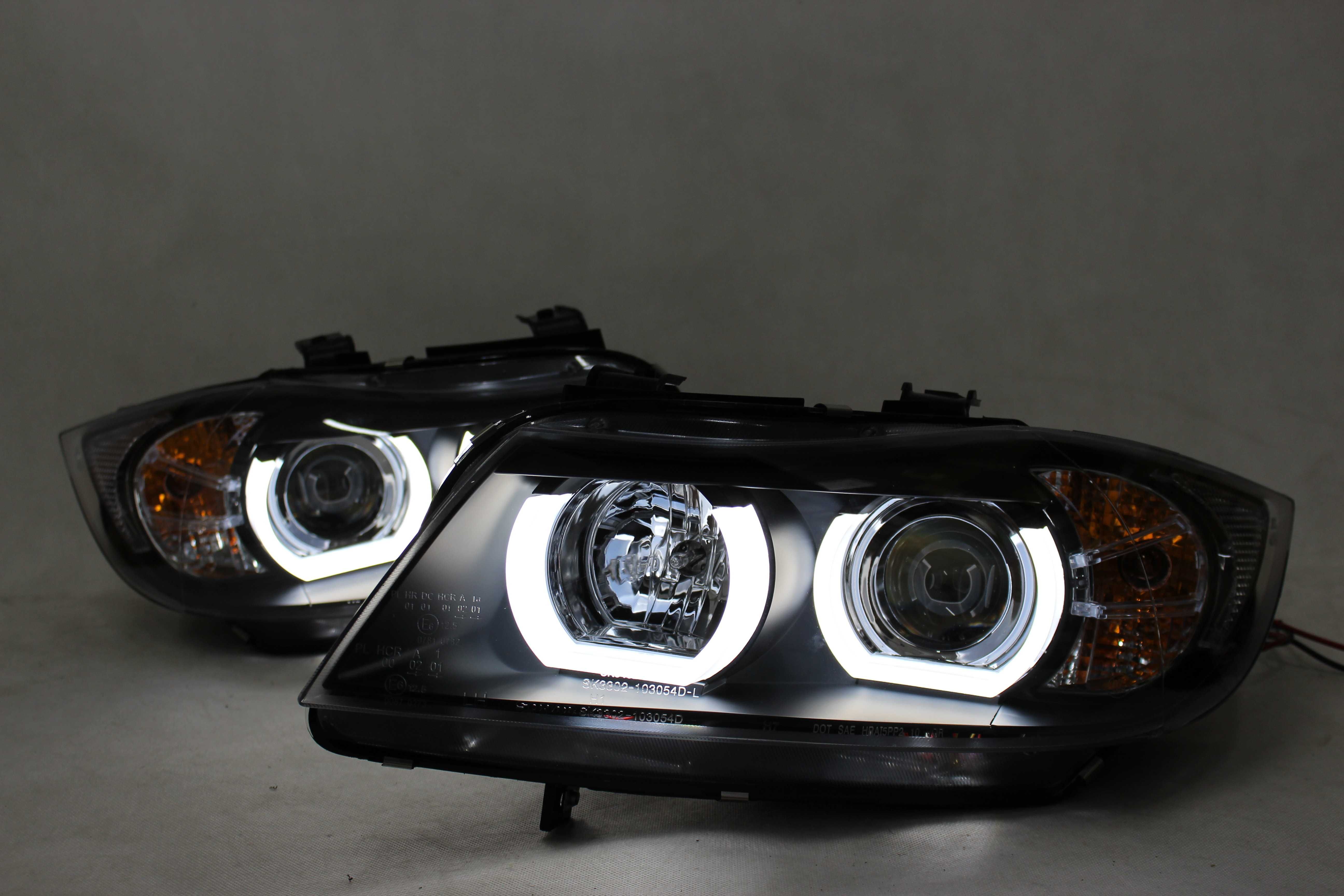 Lampy reflektory przednie przód BMW E90 05-08 H7 RINGI LED U-BAR NOWE