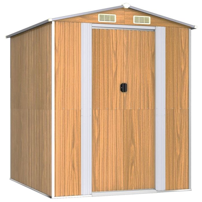 Abrigo de Jardim Metálico 192x191x223 cm – Castanho Claro – Novo