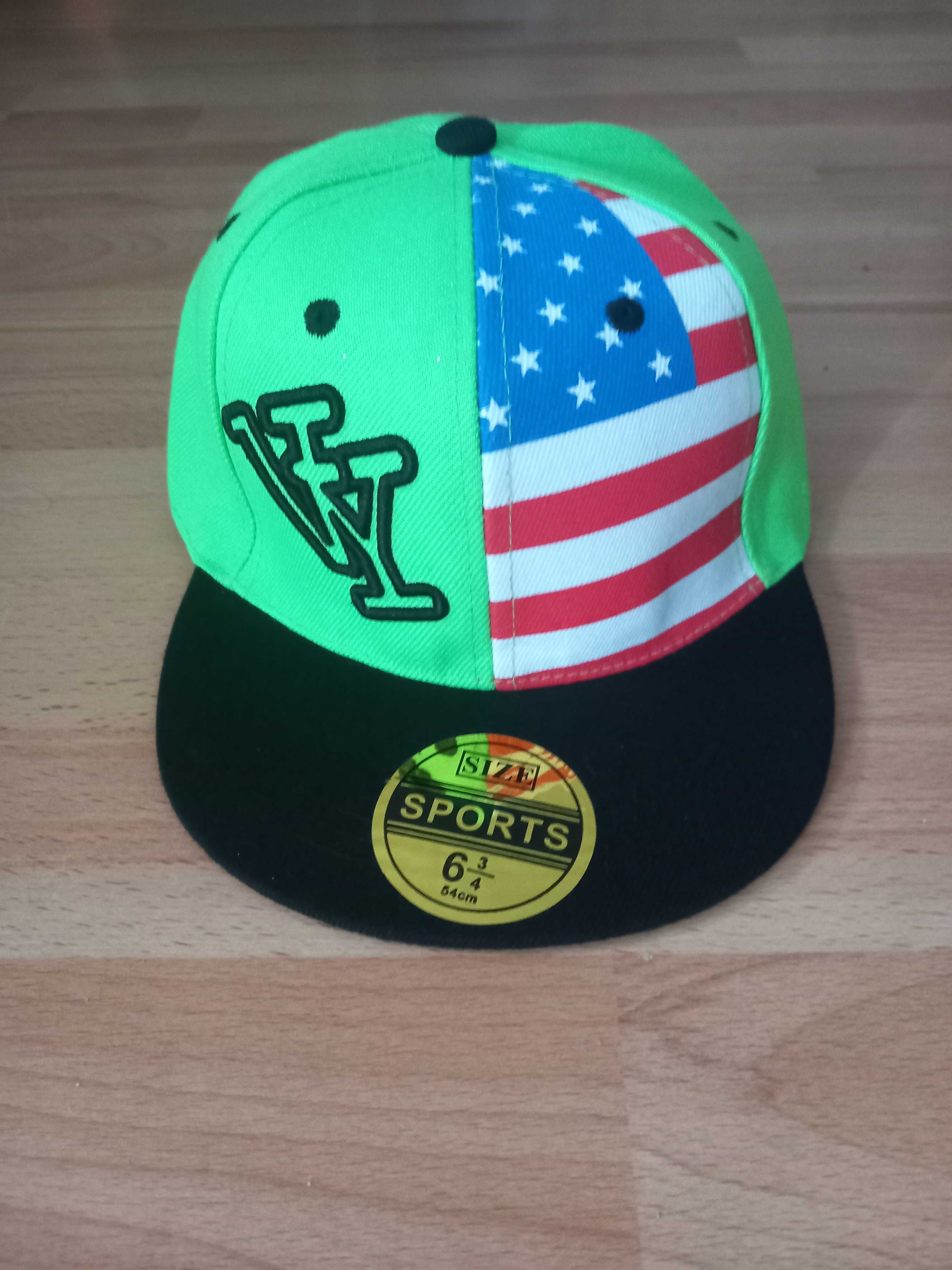 Nowa czarno zielona czapka z daszkiem, sportowa uniwersalna
