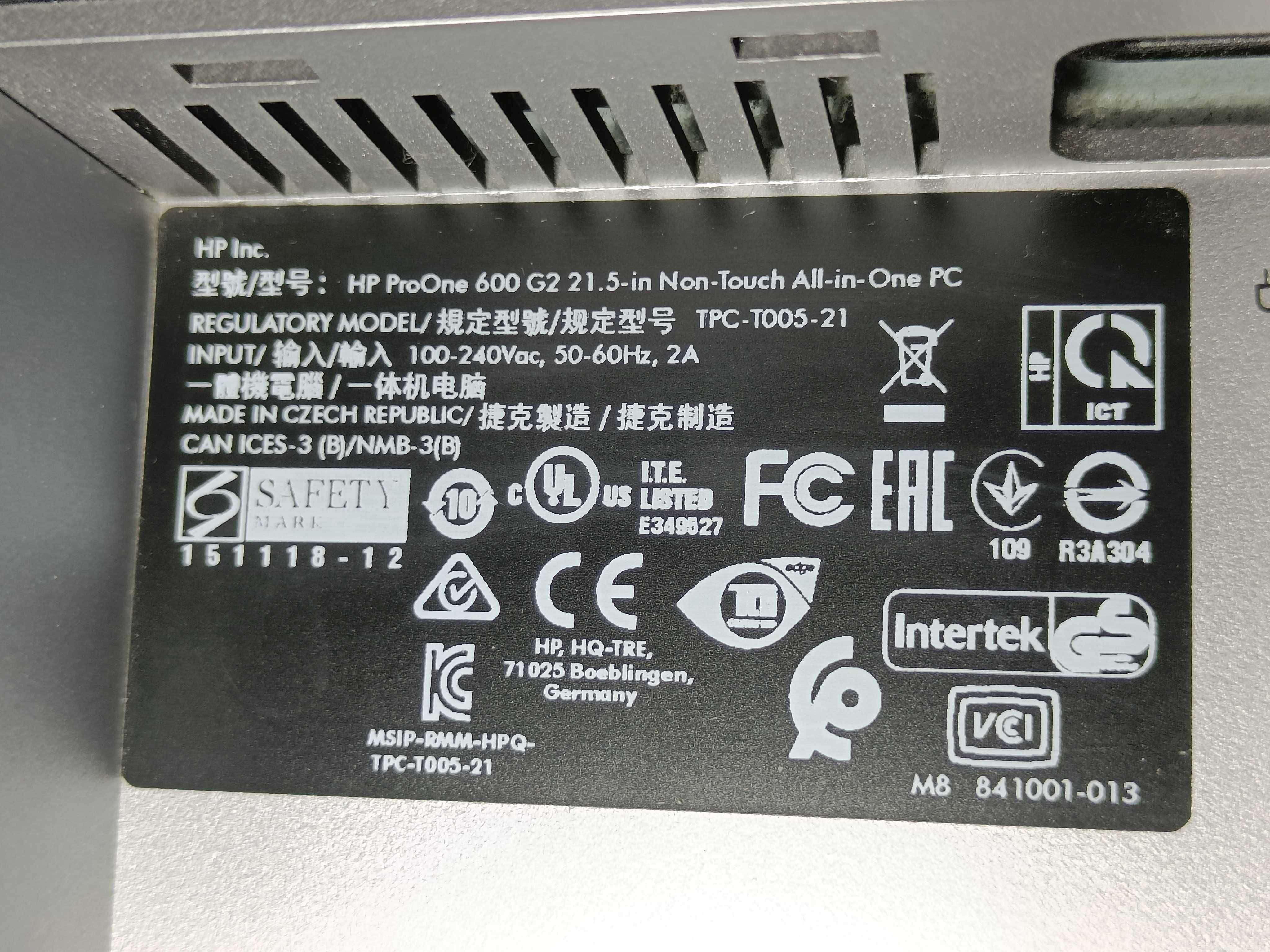 МОНОБЛОК ПК Компютер 3в1 HP ProOne 600 G2 i5 6500 8GB DDR4 256 SSD