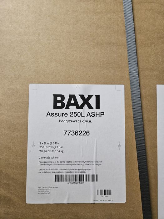 Zbiornik BAXI Assure 250l nierdzewka do pomp ciepła