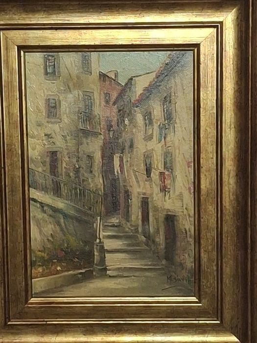 Quadro óleo sobre tela motivo lisboa antiga