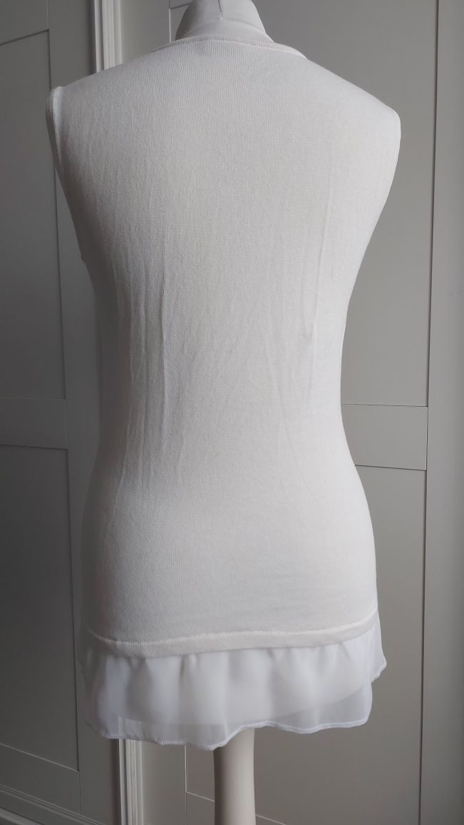 Komplet sweter i top z guzikami z masy perłowej i perełkami