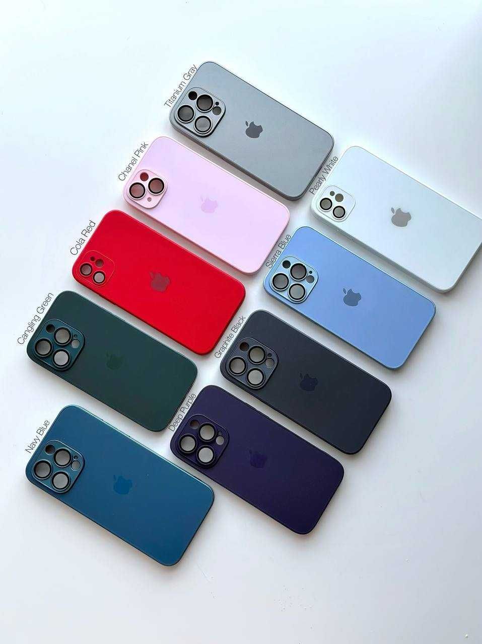 Чохол AG Silicone Glass iPhone 11 12 13 14 15 Pro Max titanium gray